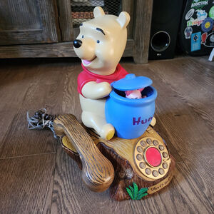 VINTAGE Disney Telemania Winnie the Pooh & Piglet Animated Talking Phone TESTED
